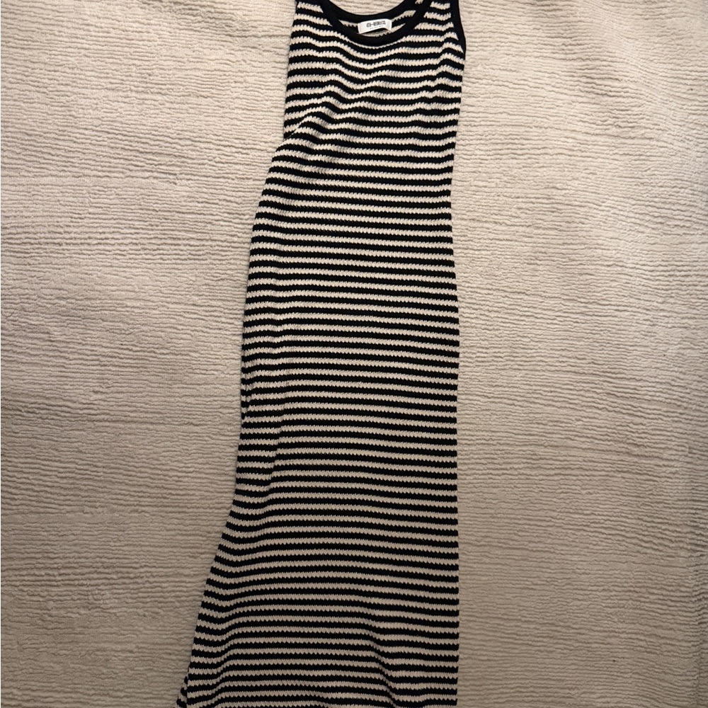 Striped Black and White Sleeveless Dress